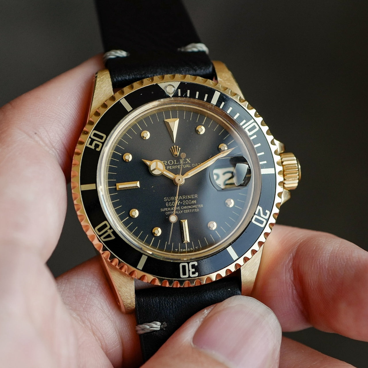 ロレックス/サブマリーナ1680/8/黒壺ダイヤル/ROLEX SUBMARINER DATE Ref.1680/8 "NIPPLE DIAL"18KYG 1976-77y