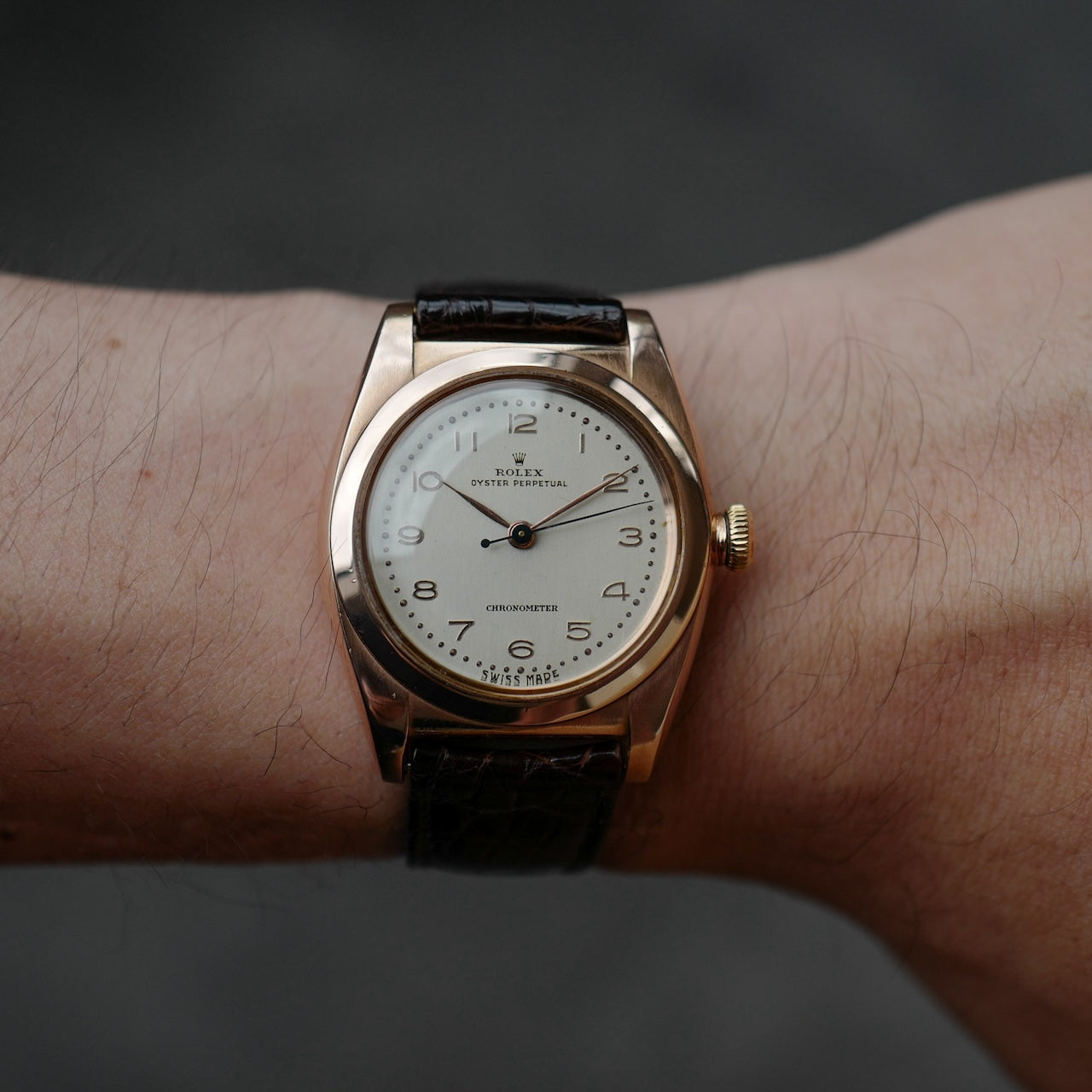 ロレックス/バブルバック/14Kピンクゴールド/Ref.3131/ROLEX OYSTER PERPETUAL Ref. 3131 "Bubble Back" 14K Pink Gold 1946