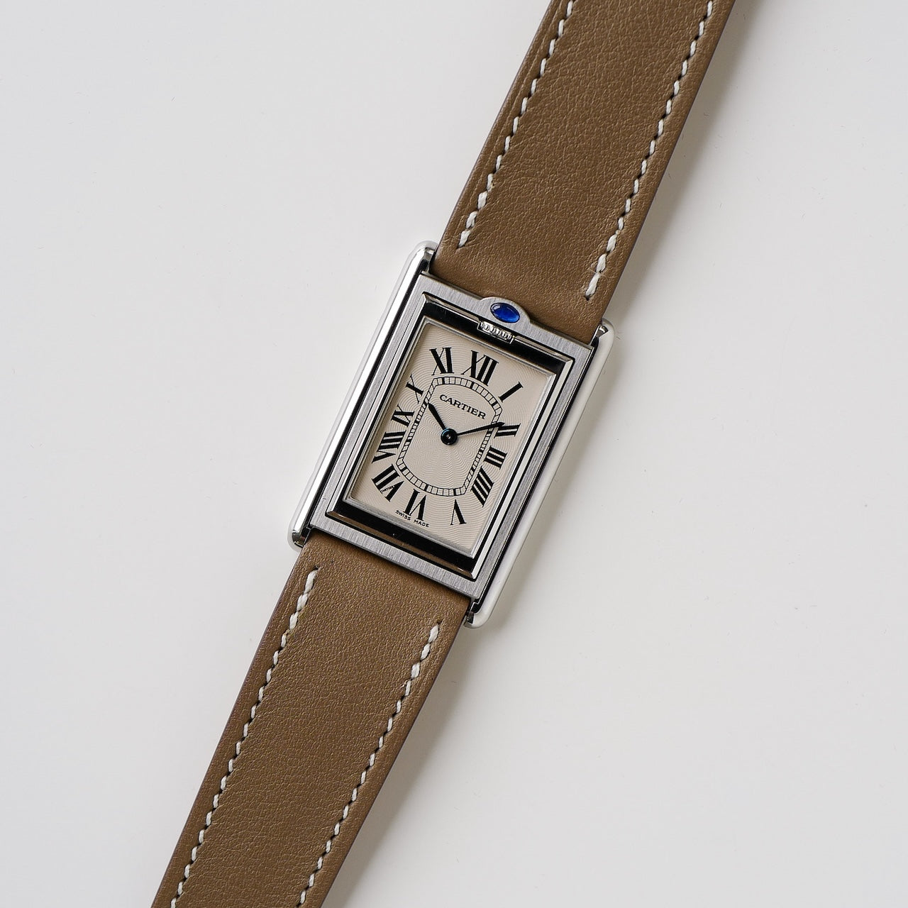 カルティエ/タンクバスキュラントLM/ホワイトローマンギョーシェダイヤル/手巻き/フレデリックピゲ/CARTIER TANK BASCULANTE White Roman Guilloche Dial / Hand Winding / SS 2001