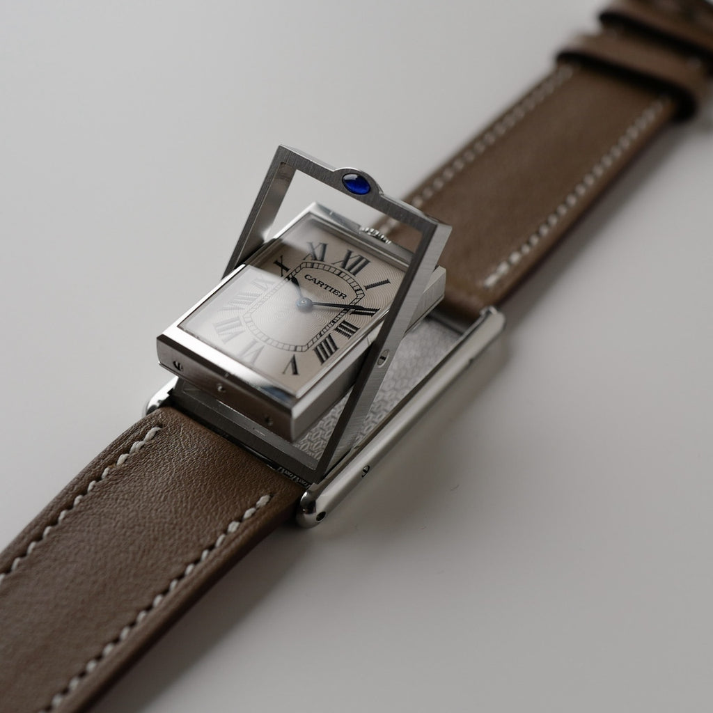 カルティエ/タンクバスキュラントLM/ホワイトローマンギョーシェダイヤル/手巻き/フレデリックピゲ/CARTIER TANK BASCULANTE White Roman Guilloche Dial / Hand Winding / SS 2001