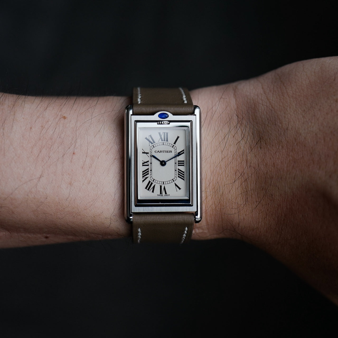 カルティエ/タンクバスキュラントLM/ホワイトローマンギョーシェダイヤル/手巻き/フレデリックピゲ/CARTIER TANK BASCULANTE White Roman Guilloche Dial / Hand Winding / SS 2001