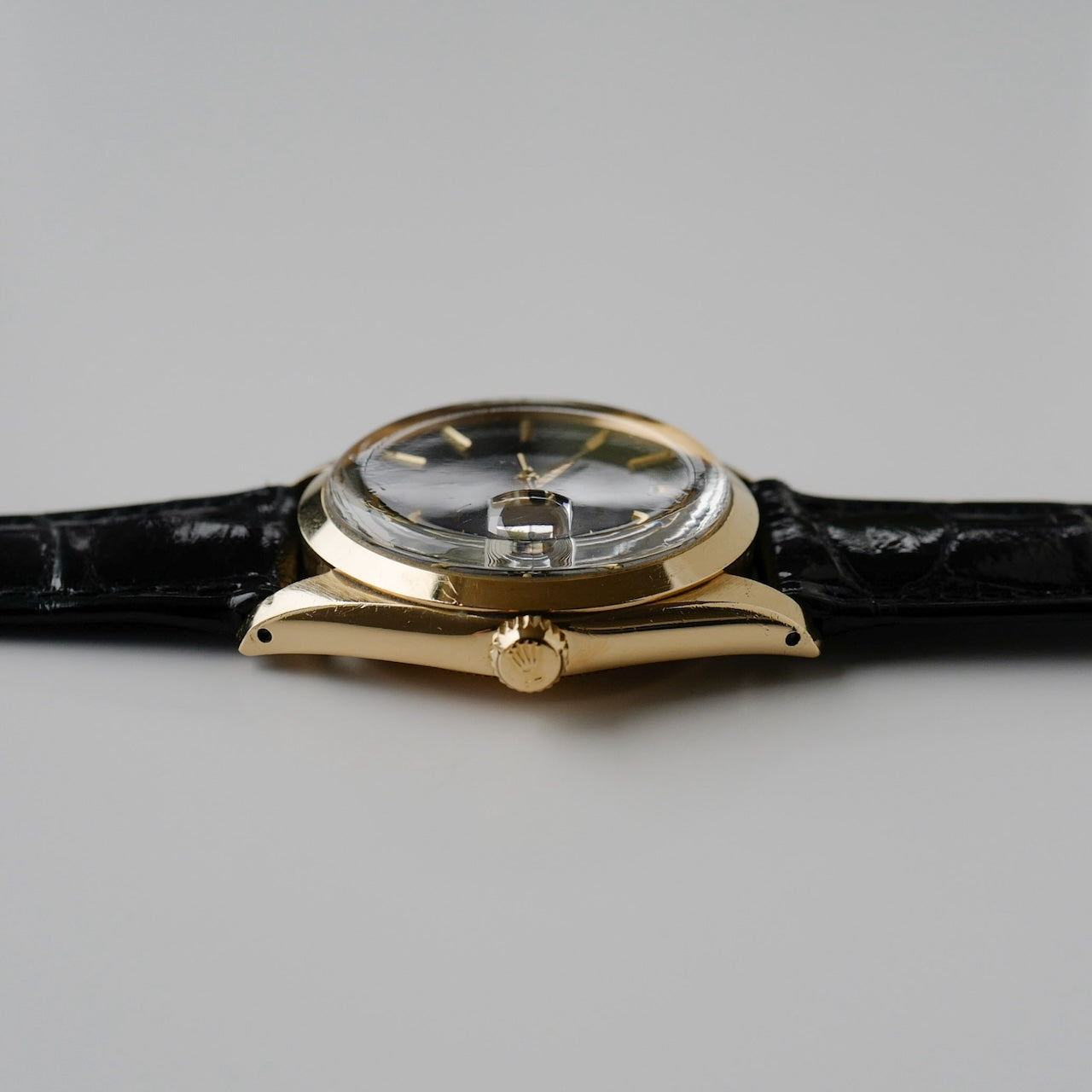 ロレックス/オイスターパーペチュアルデイト1500/8/ミラーダイヤル/18KYG/国際保証書つき/ROLEX OYSTER PERPETUAL DATE Ref.1500/8"GILT DIAL" 18KYG 1966y with Paper