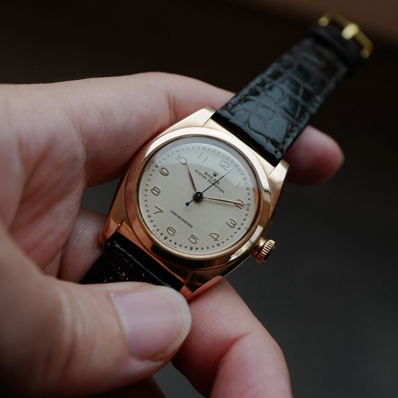 ロレックス/バブルバック/14Kピンクゴールド/Ref.3131/ROLEX OYSTER PERPETUAL Ref. 3131 "Bubble Back" 14K Pink Gold 1946