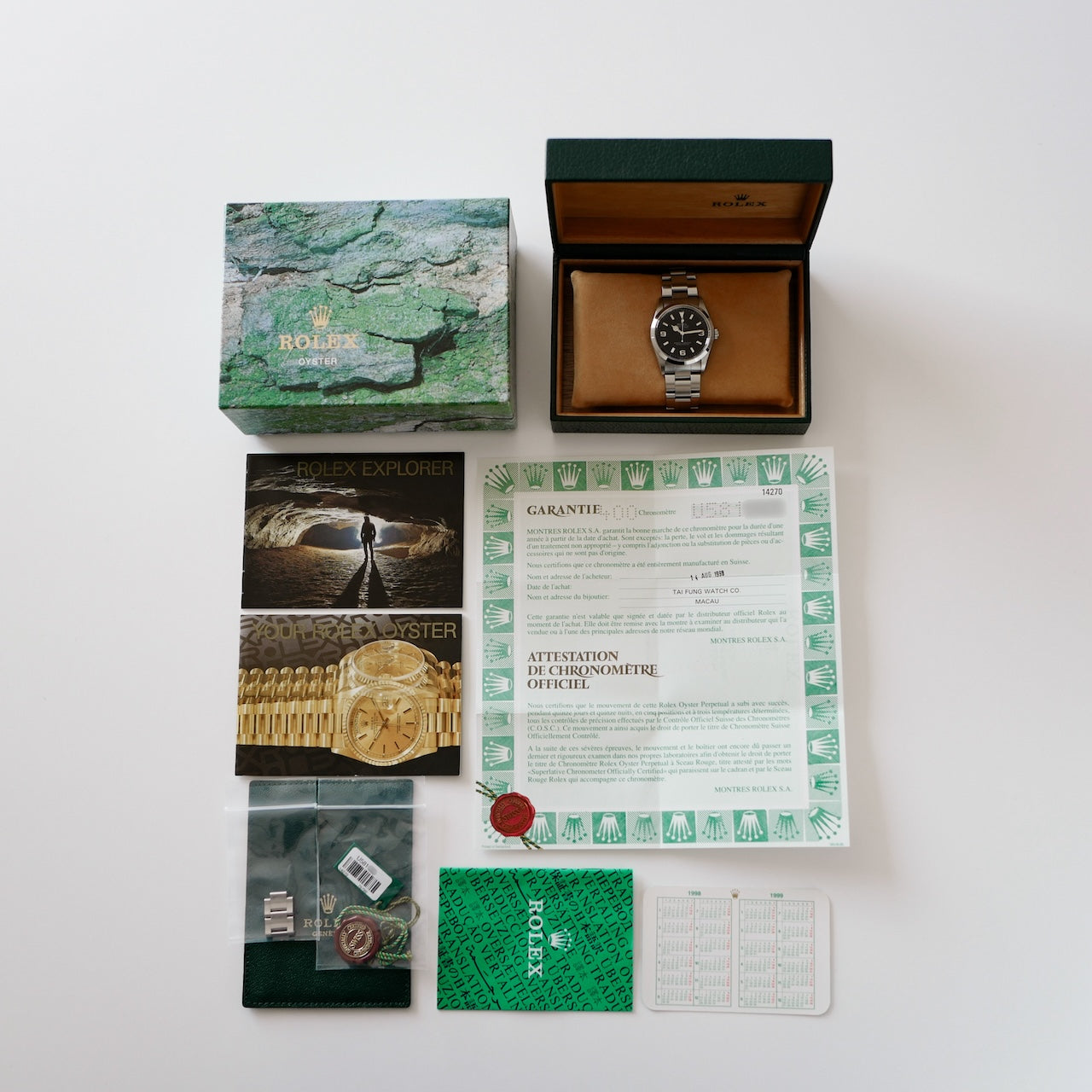 ロレックス/エクスプローラー１/14270/U番/トリチノバ/裏蓋シール/フルセット/ROLEX EXPLORER 1 Ref.14270 U "Tritinova" 1997-98 Full Set