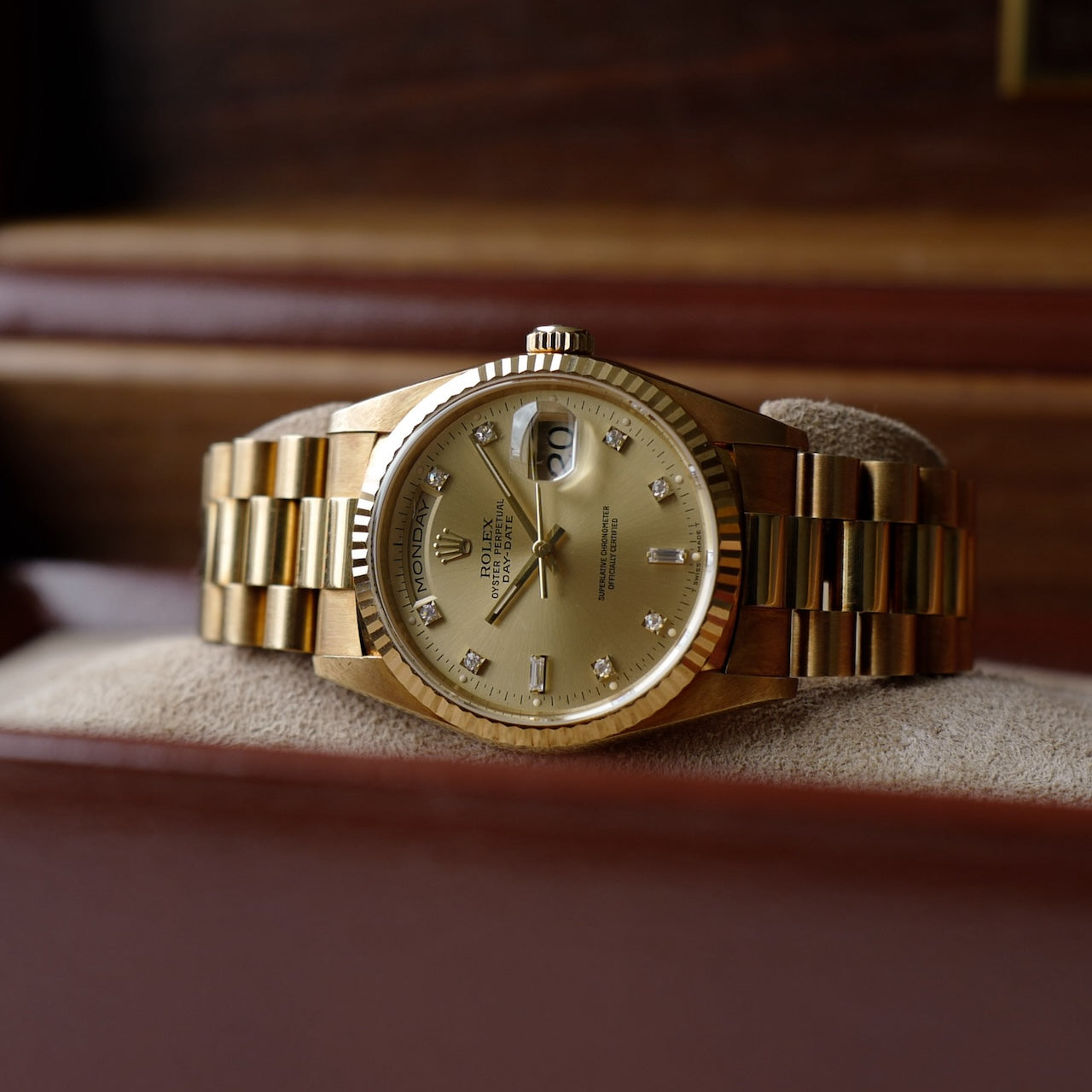 ロレックス/デイデイト18238/X番/10Pダイヤモンド/18KYG/保証書付き/ROLEX DAY-DATE Ref.18238 "10P Diamond" 18KYG X 1991 with Paper