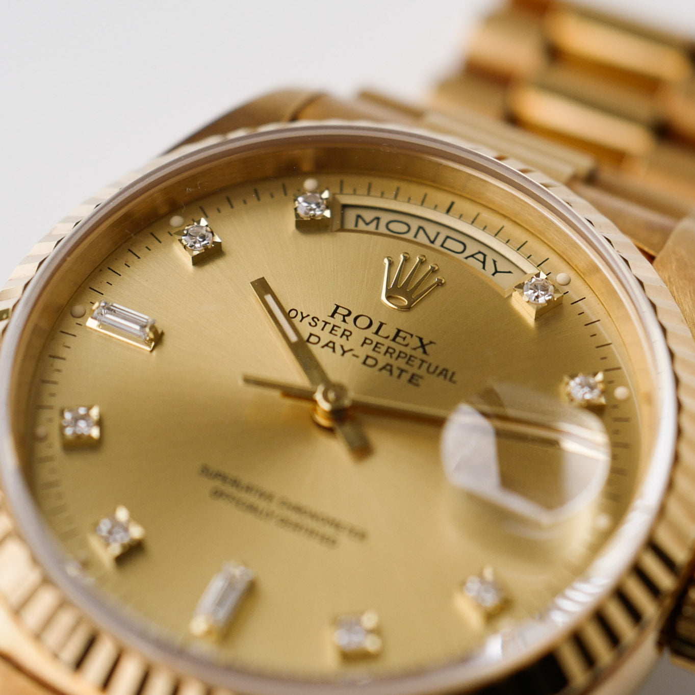 ロレックス/デイデイト18238/X番/10Pダイヤモンド/18KYG/保証書付き/ROLEX DAY-DATE Ref.18238 "10P Diamond" 18KYG X 1991 with Paper