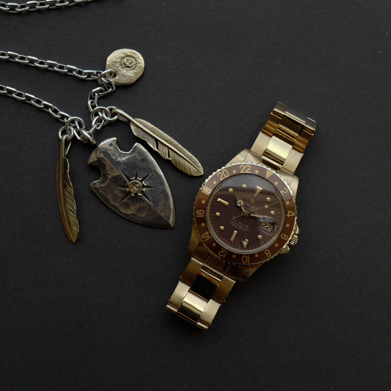 ロレックス/GMTマスター1675/8/茶つぼ/保証書/ROLEX GMT-MASTER Ref.1675/8  "Nipple Dial" 18KYG 1971y