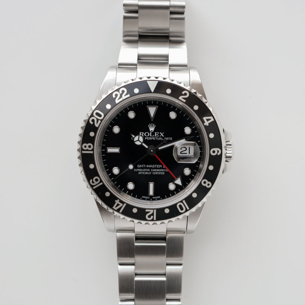 ロレックス/GMTマスター2/16710/黒ベゼル/横穴あり/フルセット/ROLEX GMT-MASTER 2 Ref.16710 2002y Full Set