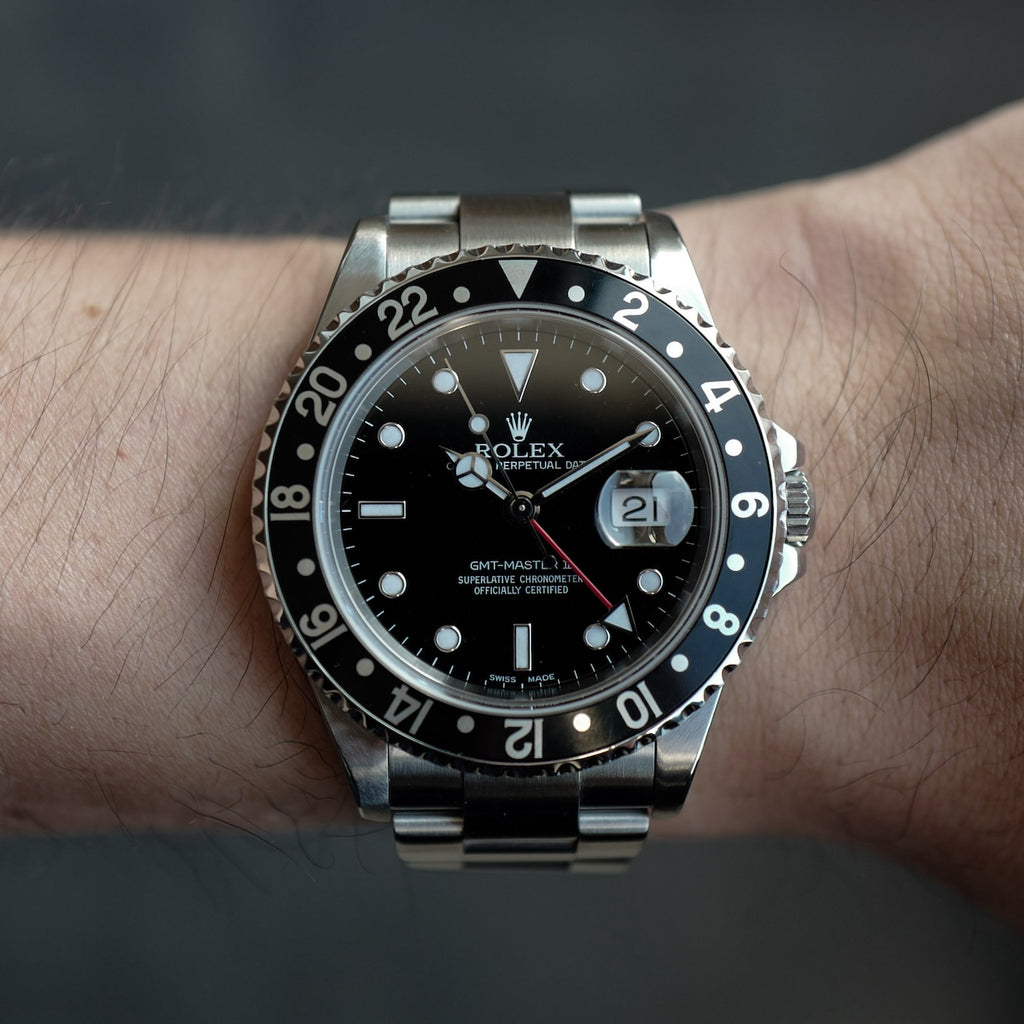 ロレックス/GMTマスター2/16710/黒ベゼル/横穴あり/フルセット/ROLEX GMT-MASTER 2 Ref.16710 2002y Full Set