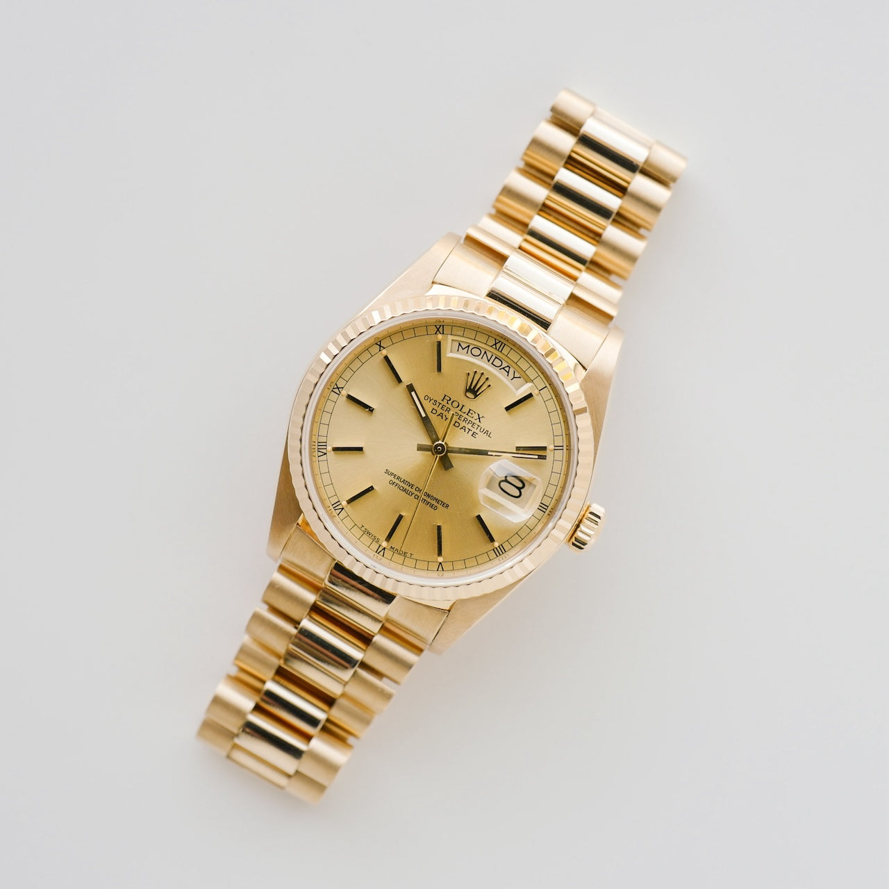 ロレックス/デイデイト/1985年/シャンパンダイヤル/保証書付き/ROLEX DAY-DATE Ref.18038 18KYG 1985y with Paper