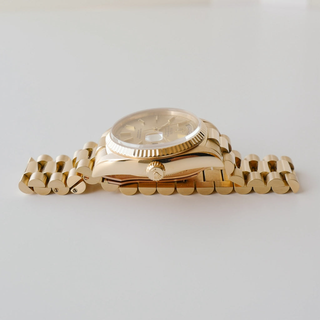 ロレックス/デイデイト/1985年/シャンパンダイヤル/保証書付き/ROLEX DAY-DATE Ref.18038 18KYG 1985y with Paper