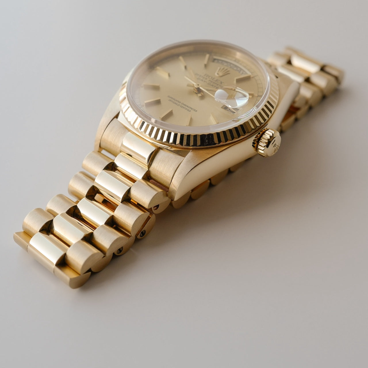 ロレックス/デイデイト/1985年/シャンパンダイヤル/保証書付き/ROLEX DAY-DATE Ref.18038 18KYG 1985y with Paper