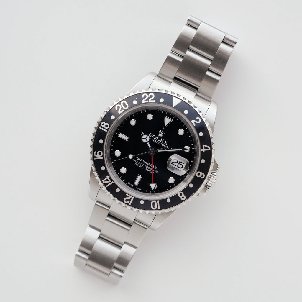 ロレックス/GMTマスター2/16710/P番/2000年/黒ベゼル/横穴あり/保証書付きフルセット/ROLEX GMT-MASTER 2 Ref.16710 "Black Bezel" 2000y Full Set