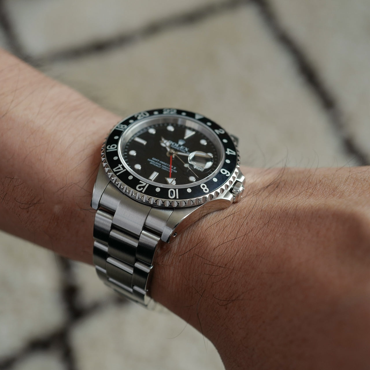 ロレックス/GMTマスター2/16710/P番/2000年/黒ベゼル/横穴あり/保証書付きフルセット/ROLEX GMT-MASTER 2 Ref.16710 "Black Bezel" 2000y Full Set