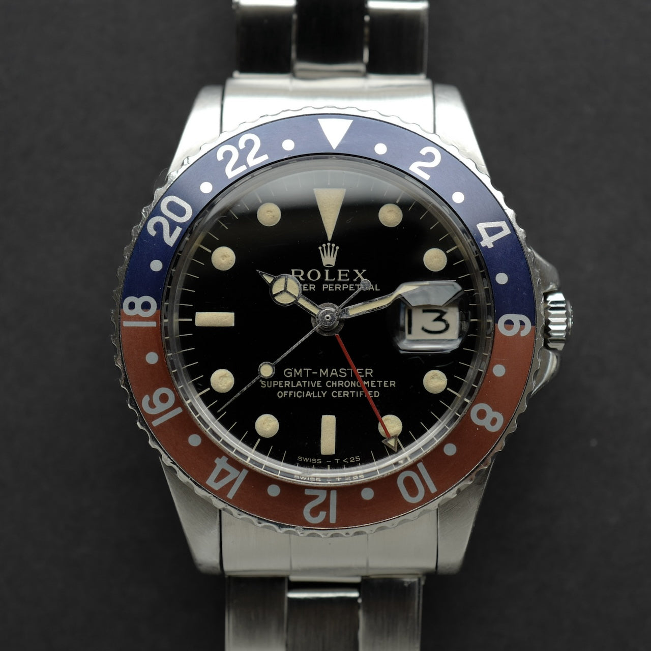 ロレックス/GMTマスター1675/後期ミラーダイヤル/ワイドスイス/1965年/ROLEX GMT-MASTER Ref.1675 "GILT DIAL, WIDE SWISS" 1965