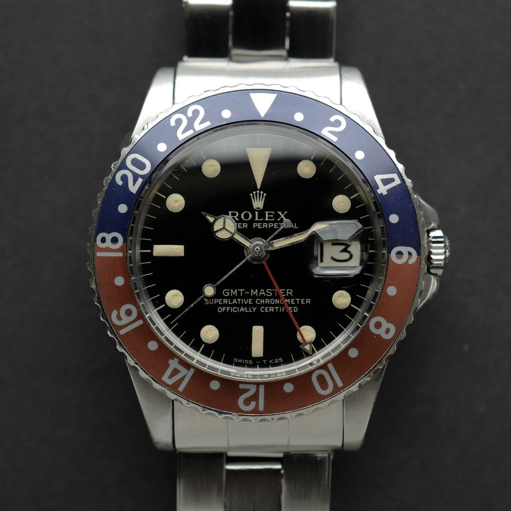 ロレックス/GMTマスター1675/後期ミラーダイヤル/ワイドスイス/1965年/ROLEX GMT-MASTER Ref.1675 "GILT DIAL, WIDE SWISS" 1965