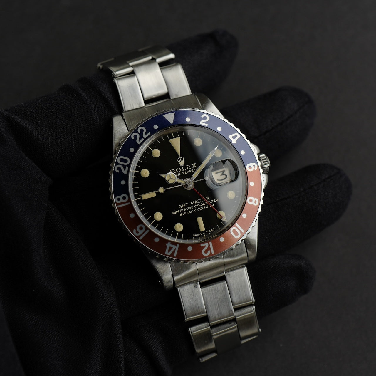 ロレックス/GMTマスター1675/後期ミラーダイヤル/ワイドスイス/1965年/ROLEX GMT-MASTER Ref.1675 "GILT DIAL, WIDE SWISS" 1965