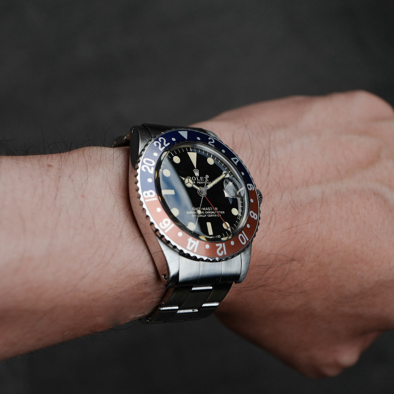 ロレックス/GMTマスター1675/後期ミラーダイヤル/ワイドスイス/1965年/ROLEX GMT-MASTER Ref.1675 "GILT DIAL, WIDE SWISS" 1965