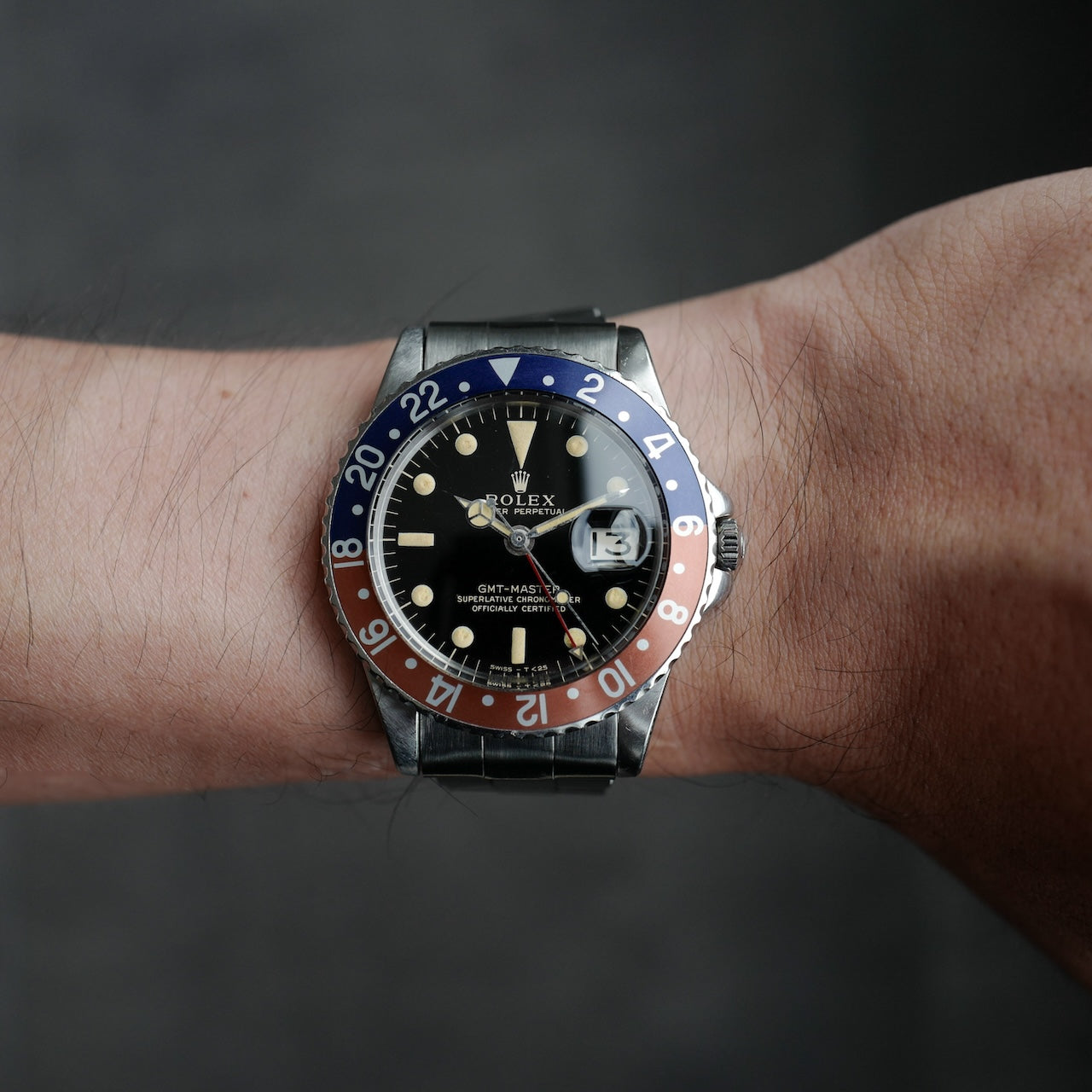 ロレックス/GMTマスター1675/後期ミラーダイヤル/ワイドスイス/1965年/ROLEX GMT-MASTER Ref.1675 "GILT DIAL, WIDE SWISS" 1965