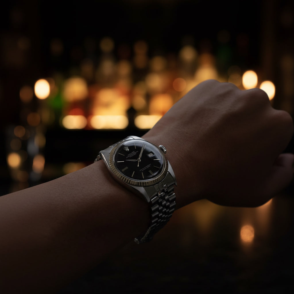ロレックス/デイトジャスト1601/ミラーダイヤル/ドアストップ/WGベゼル/保証書付き/ROLEX DATEJUST REF.1601 "GILT DIAL" Door stop WG Bezel 1965y with Guarantee