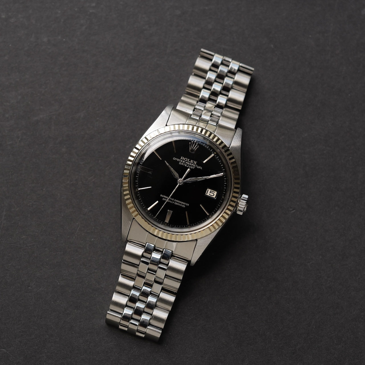 ロレックス/デイトジャスト1601/ミラーダイヤル/ドアストップ/WGベゼル/保証書付き/ROLEX DATEJUST REF.1601 "GILT DIAL" Door stop WG Bezel 1965y with Guarantee