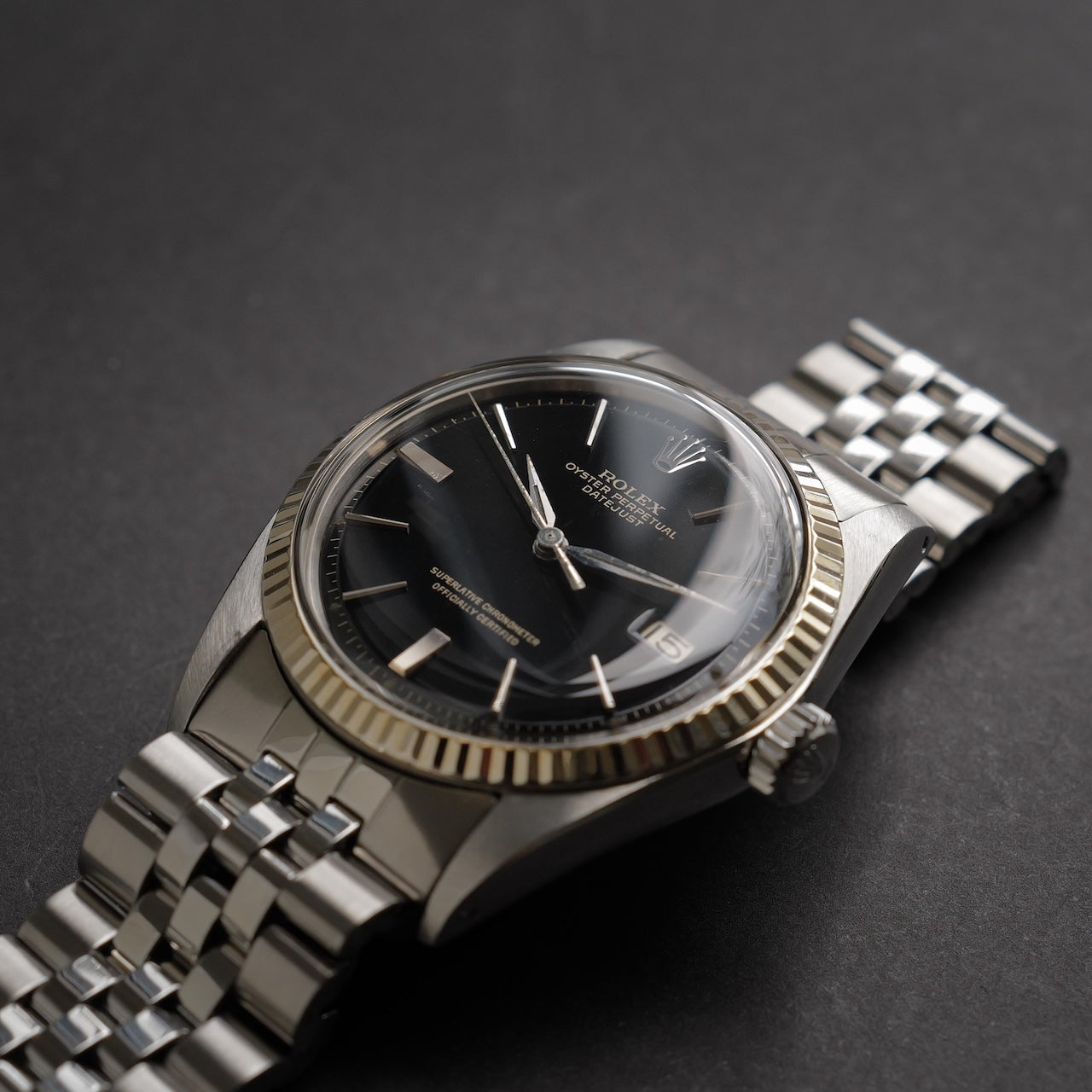 ロレックス/デイトジャスト1601/ミラーダイヤル/ドアストップ/WGベゼル/保証書付き/ROLEX DATEJUST REF.1601 "GILT DIAL" Door stop WG Bezel 1965y with Guarantee