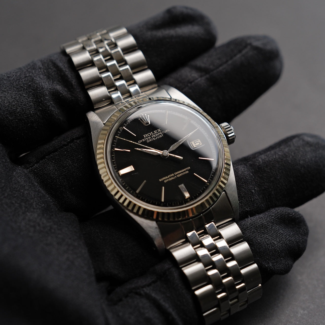 ロレックス/デイトジャスト1601/ミラーダイヤル/ドアストップ/WGベゼル/保証書付き/ROLEX DATEJUST REF.1601 "GILT DIAL" Door stop WG Bezel 1965y with Guarantee